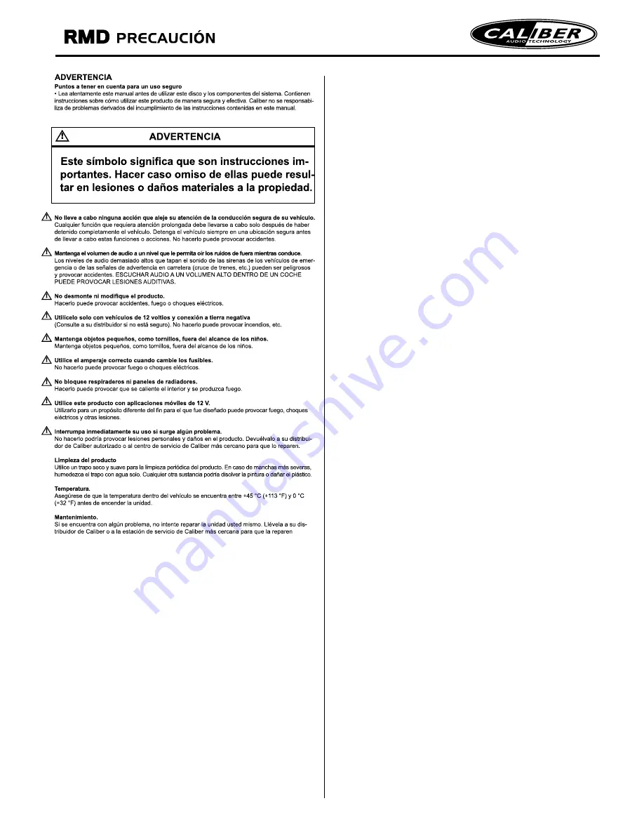 Caliber RMD 212 Quick Start Quide Download Page 11