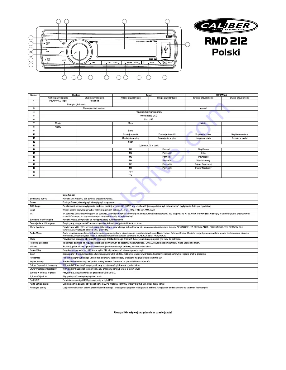 Caliber RMD 212 Quick Start Quide Download Page 16