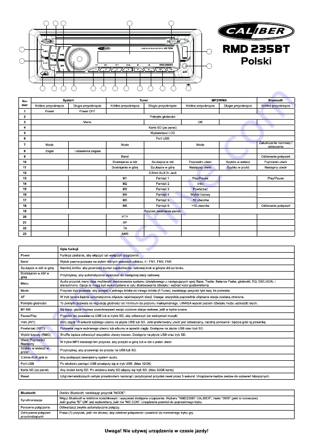 Caliber RMD 235BT Manual Download Page 18