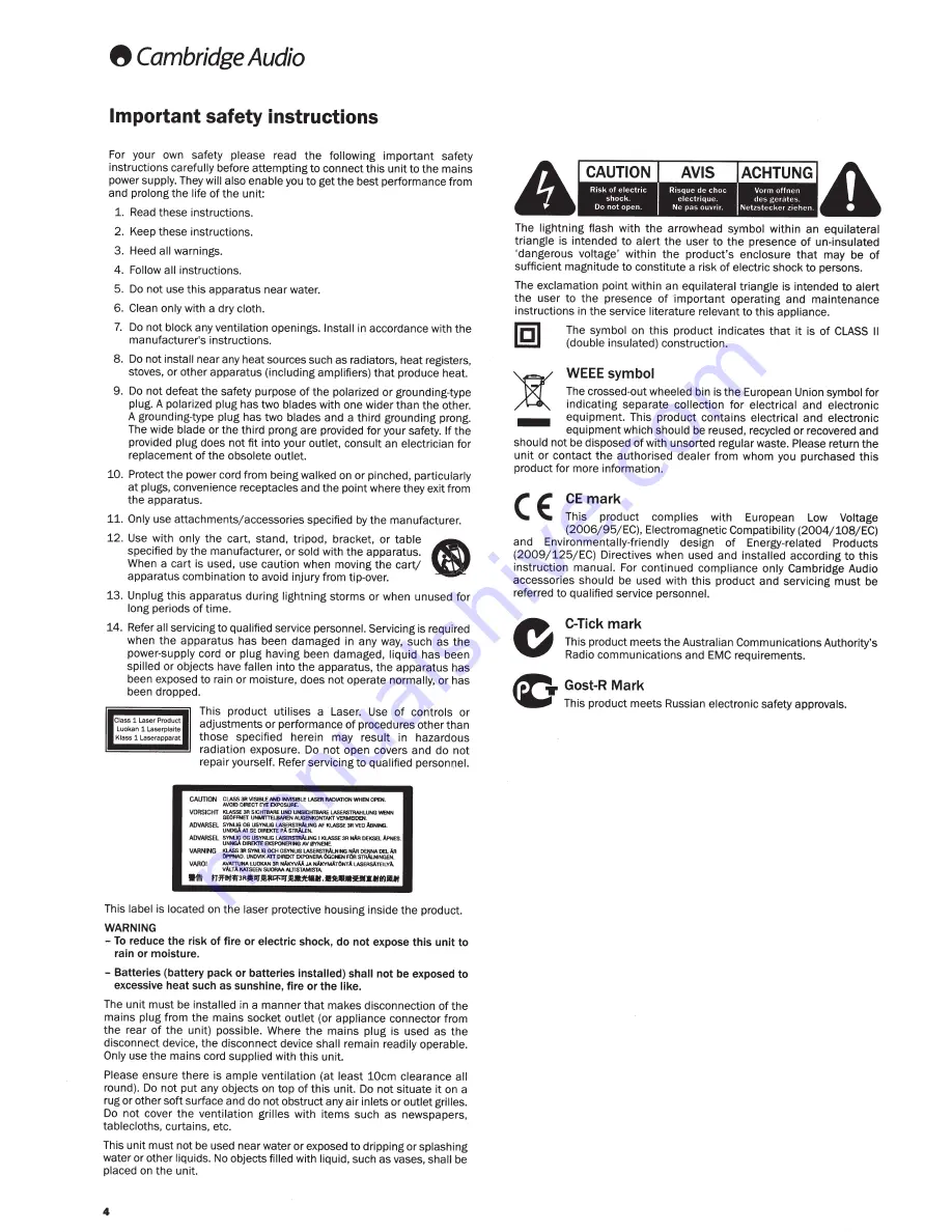 Cambridge Audio azur 651 User Manual Download Page 4