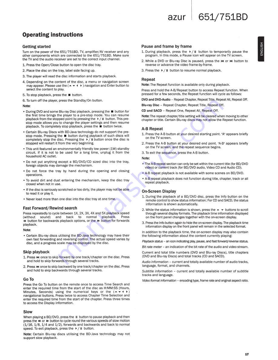 Cambridge Audio azur 651 User Manual Download Page 17