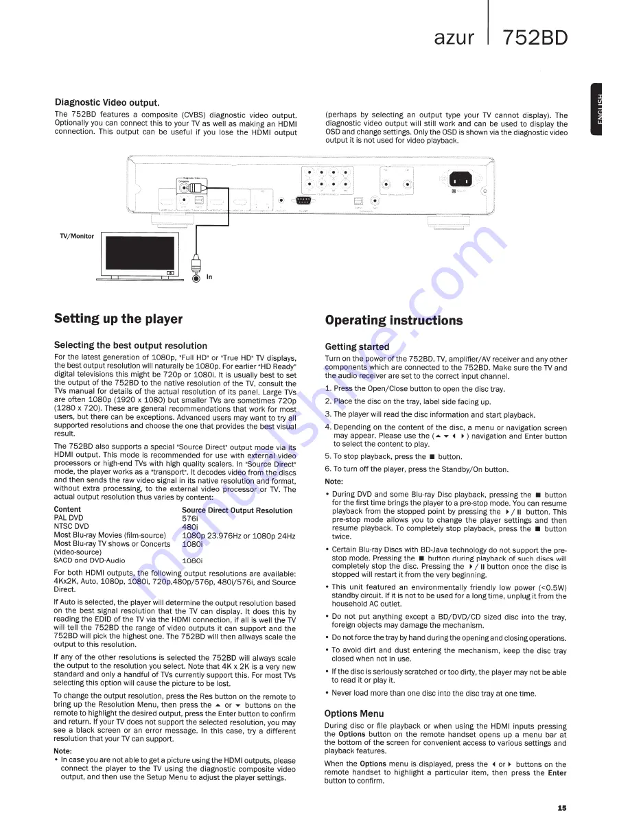 Cambridge Audio Azur 752BD User Manual Download Page 15