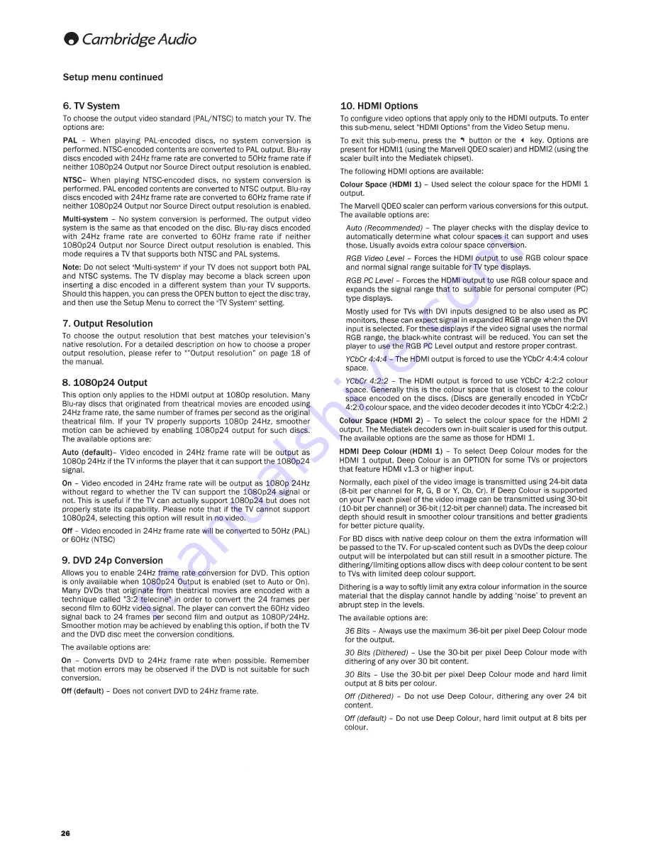 Cambridge Audio Azur 752BD User Manual Download Page 26