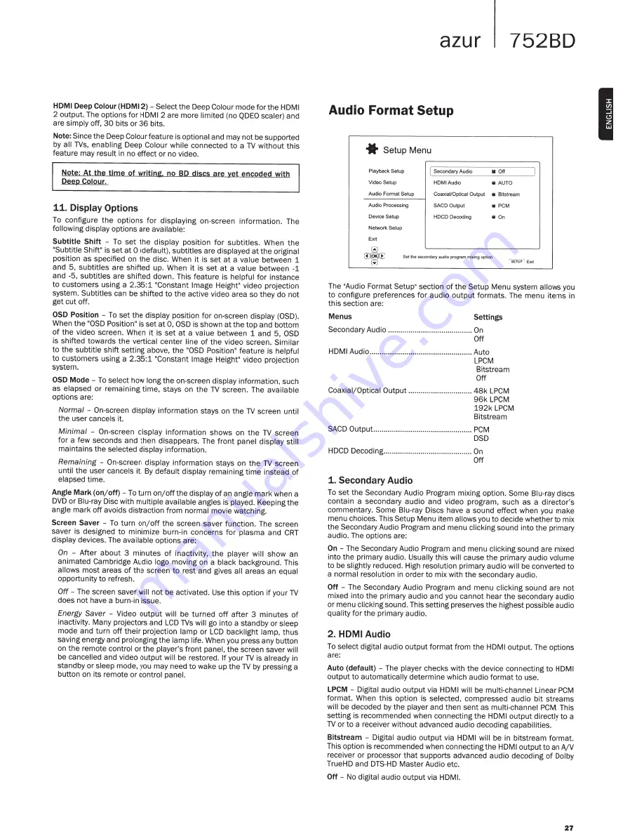 Cambridge Audio Azur 752BD User Manual Download Page 27