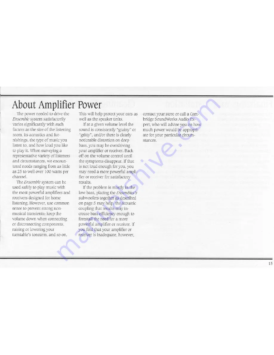 Cambridge SoundWorks Ensemble I User Manual Download Page 16