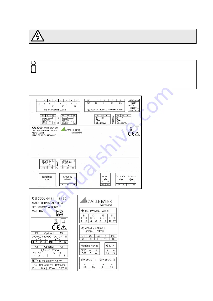 Camille Bauer CENTRAX CU3000 Device Handbook Download Page 9