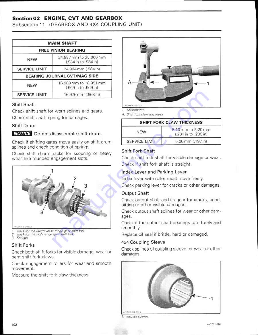 Can-Am 2011 commander 1000 Shop Manual Download Page 215