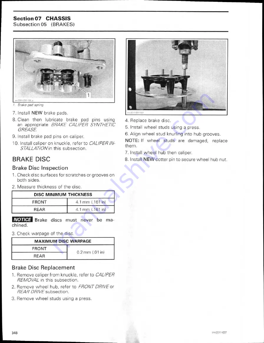 Can-Am 2011 commander 1000 Shop Manual Download Page 371