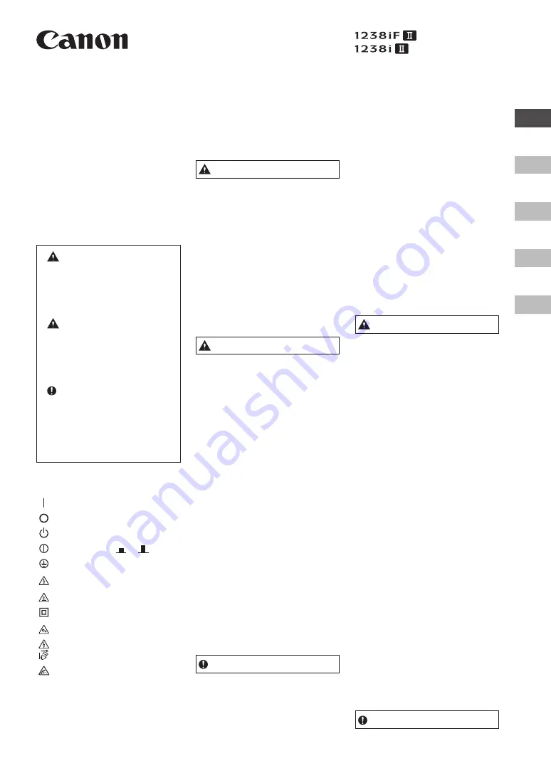 Canon 1238i II Important Safety Instructions Manual Download Page 1