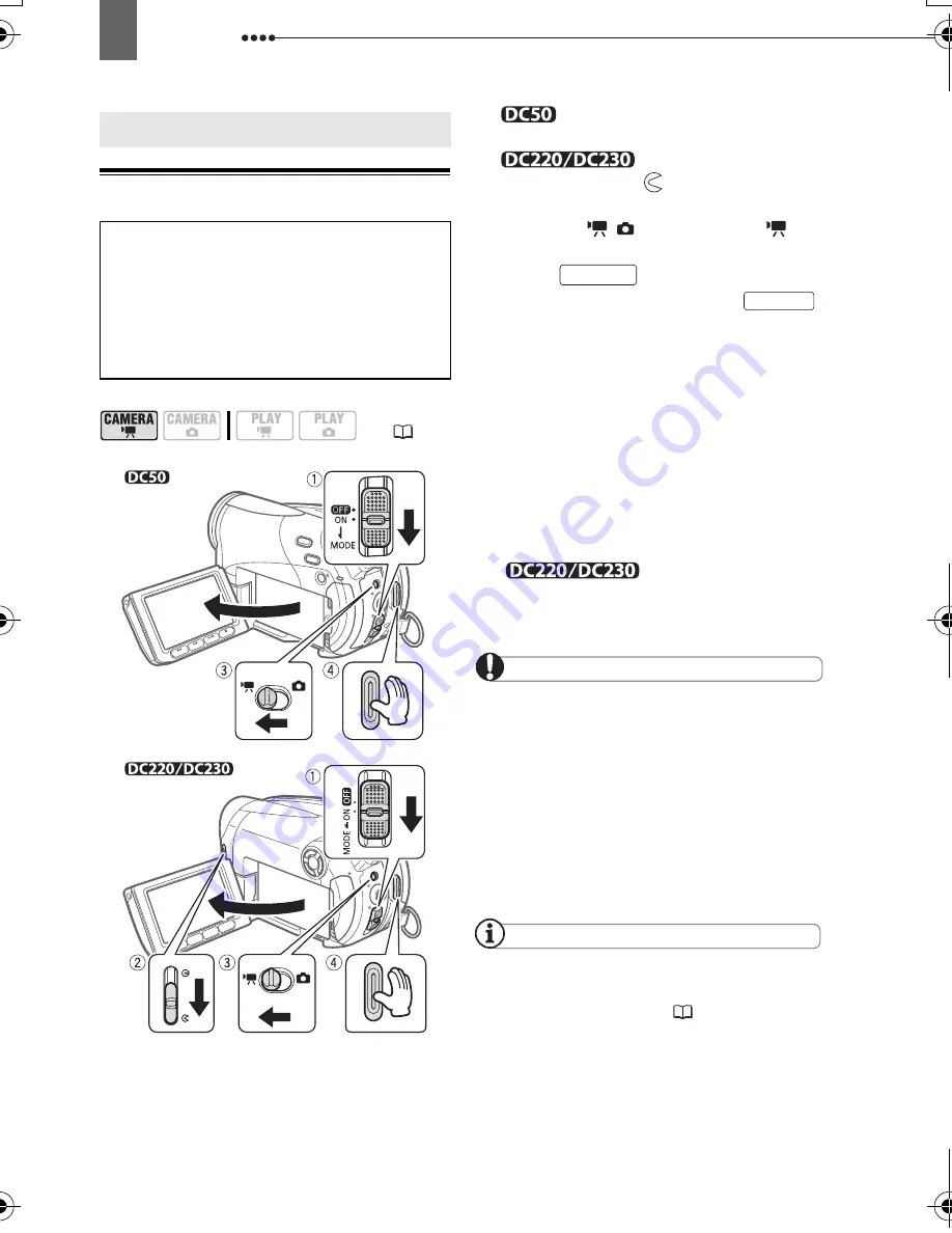 Canon 2055B001 - DC 50 Camcorder Instruction Manual Download Page 34