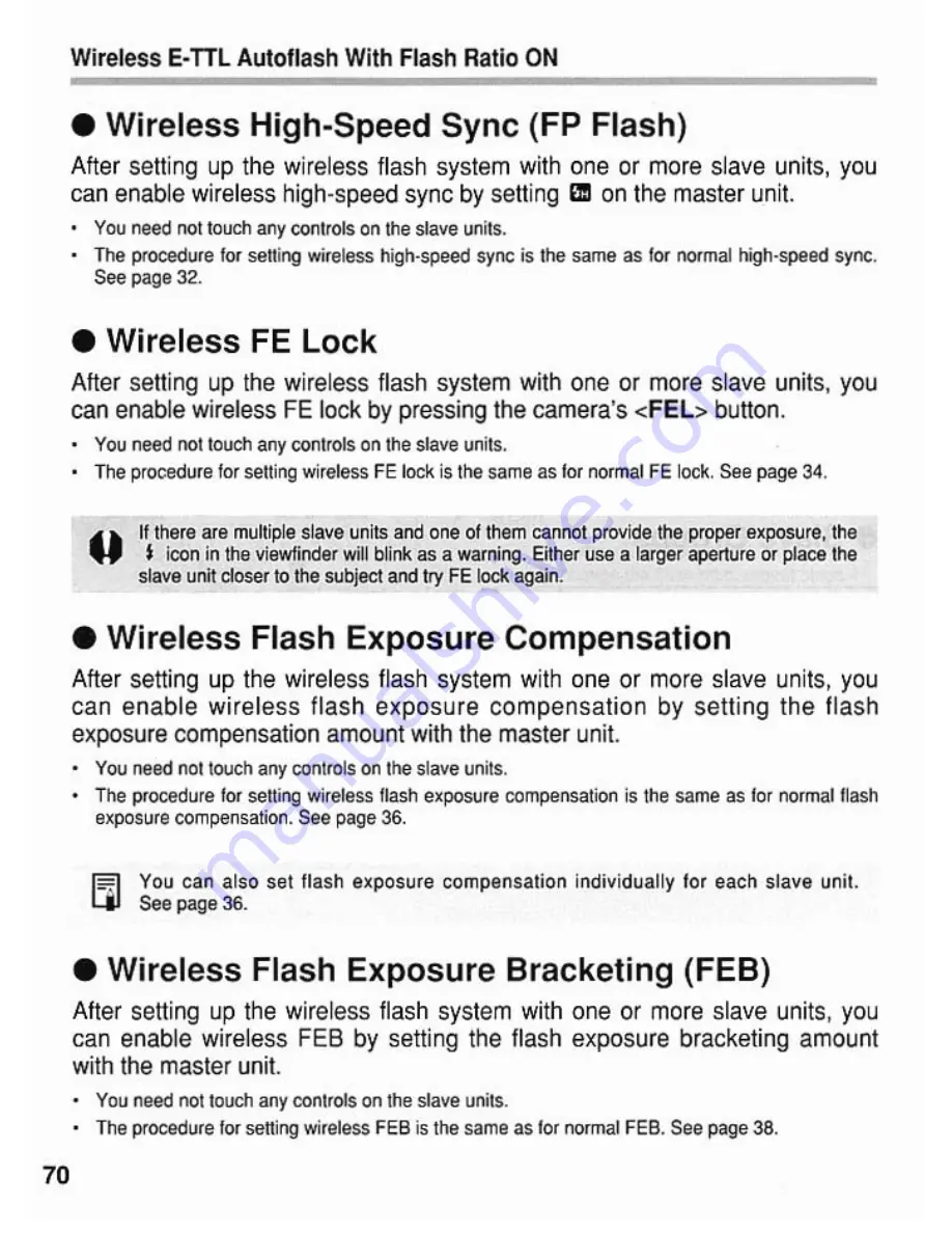 Canon 550EX - Speedlite - Hot-shoe clip-on Flash Instructions Manual Download Page 70