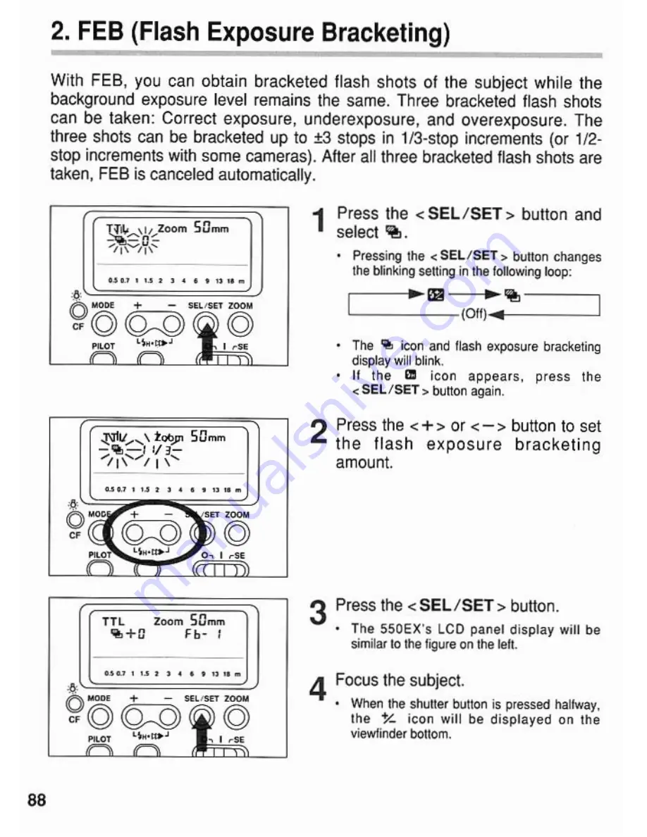 Canon 550EX - Speedlite - Hot-shoe clip-on Flash Instructions Manual Download Page 88