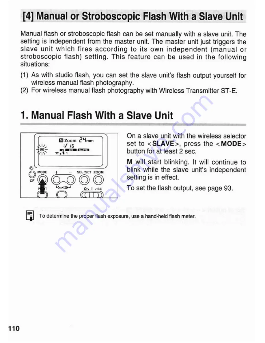 Canon 550EX - Speedlite - Hot-shoe clip-on Flash Instructions Manual Download Page 110