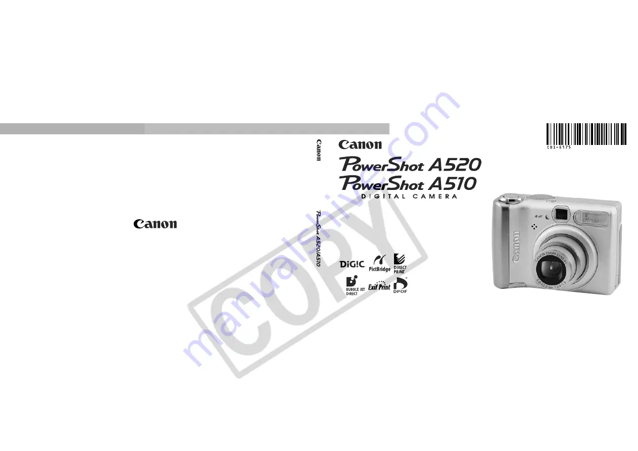 Canon A510 - PowerShot 3.2MP Digital Camera Скачать руководство пользователя страница 1