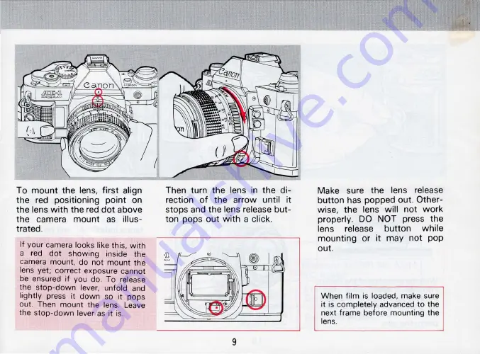 Canon AE-1 Скачать руководство пользователя страница 9