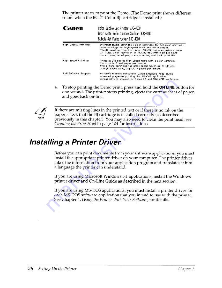 Canon BJC-4000 User Manual Download Page 42