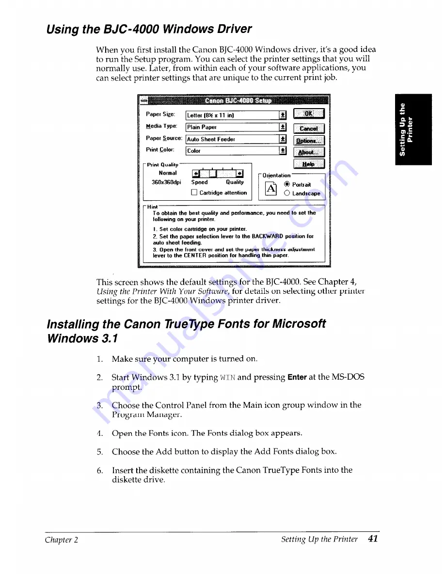 Canon BJC-4000 User Manual Download Page 45