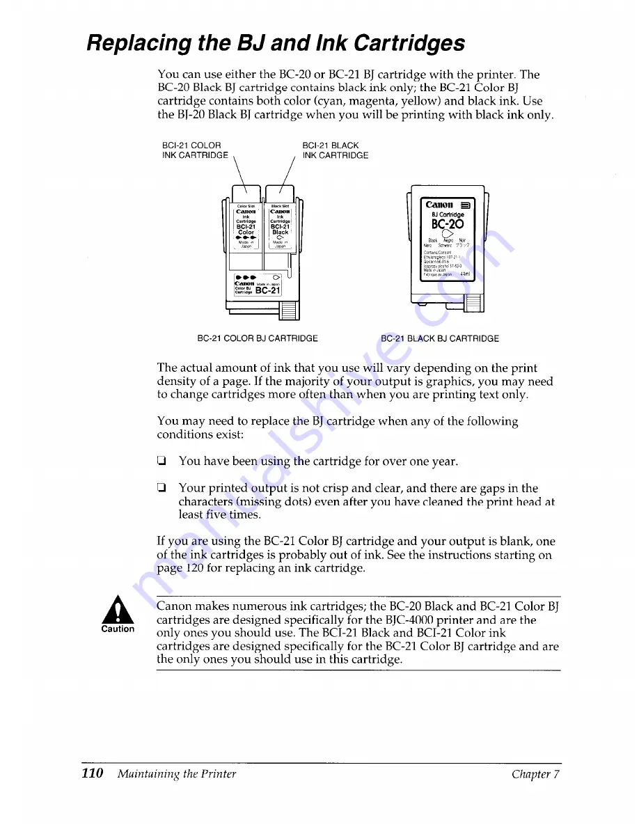 Canon BJC-4000 User Manual Download Page 114