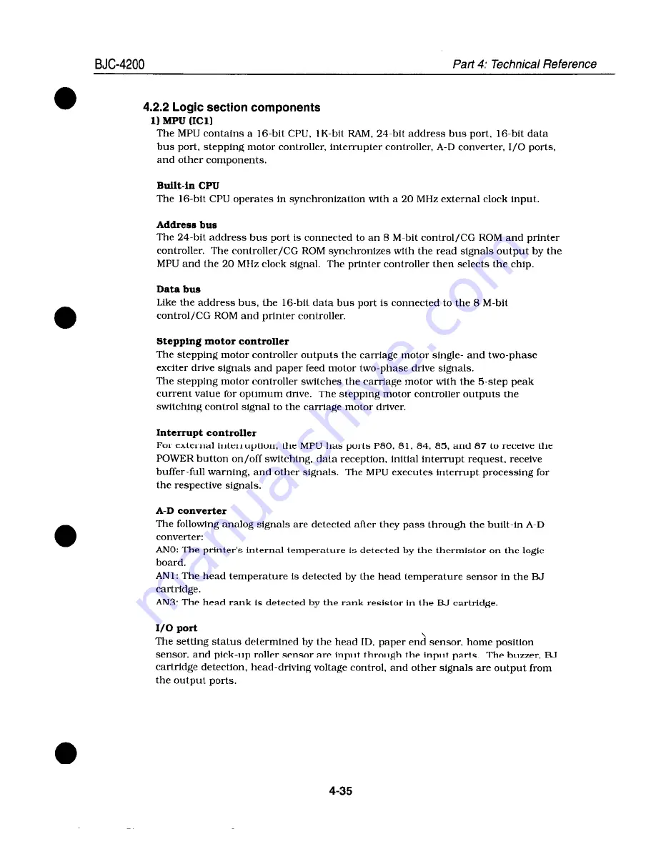 Canon BJC-4200 Color Bubble Jet Service Manual Download Page 101