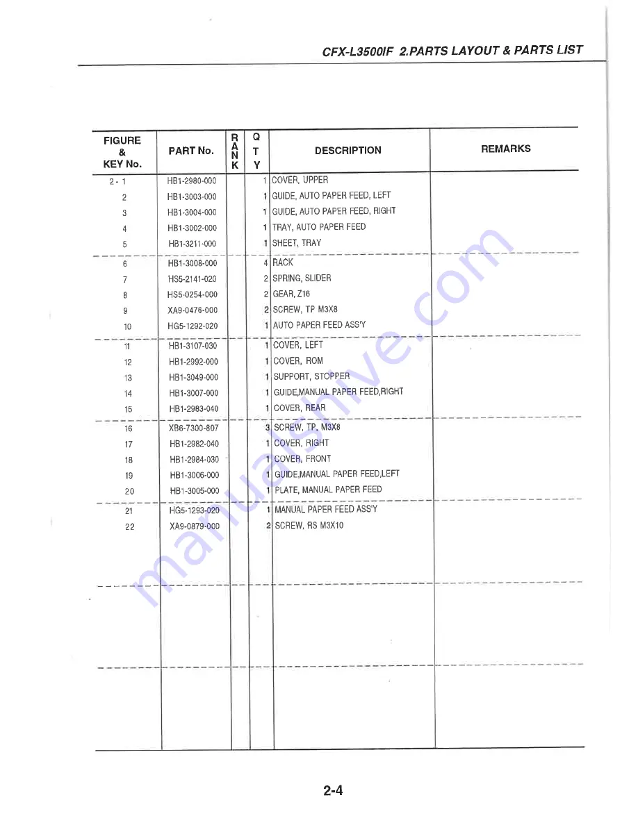 Canon CFX-L3500 IF Parts List Download Page 15