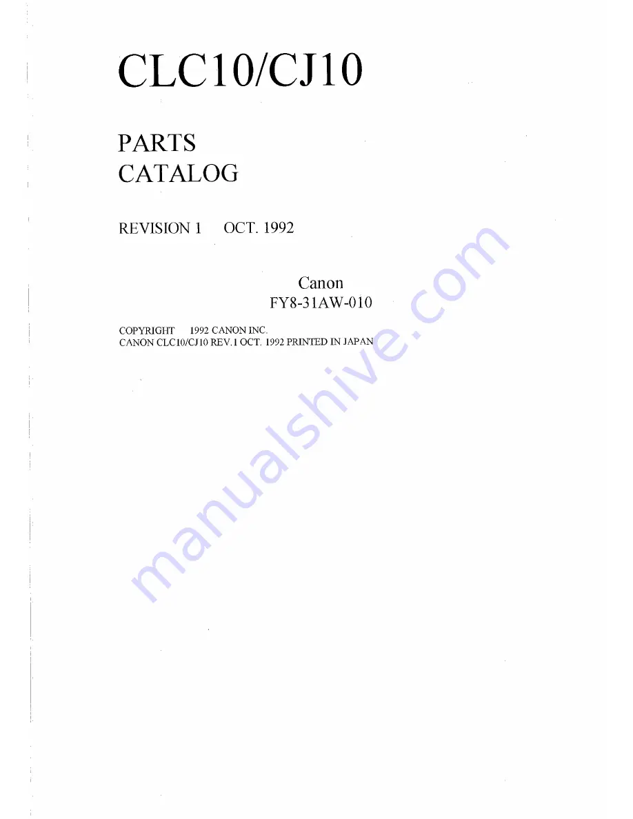 Canon CLC 10 Service Manual Download Page 224