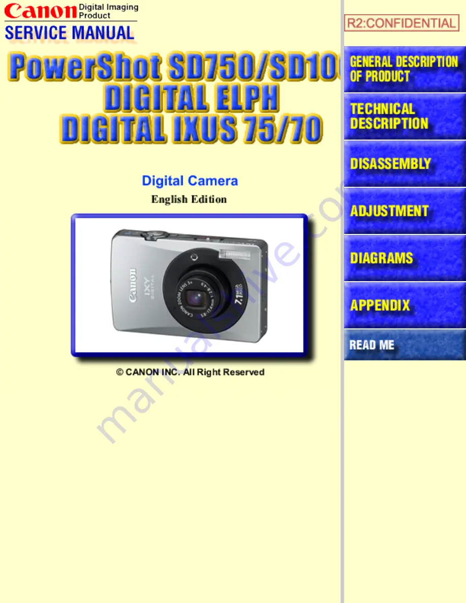 Canon Digital ELPH Service Manual Download Page 1