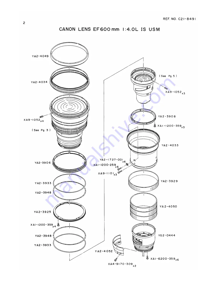 Canon EF 600mm 1:4.0L IS (ULTRASONIC Parts Catalog Download Page 3