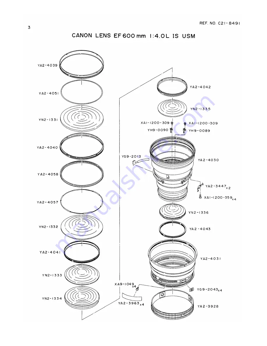 Canon EF 600mm 1:4.0L IS (ULTRASONIC Parts Catalog Download Page 4