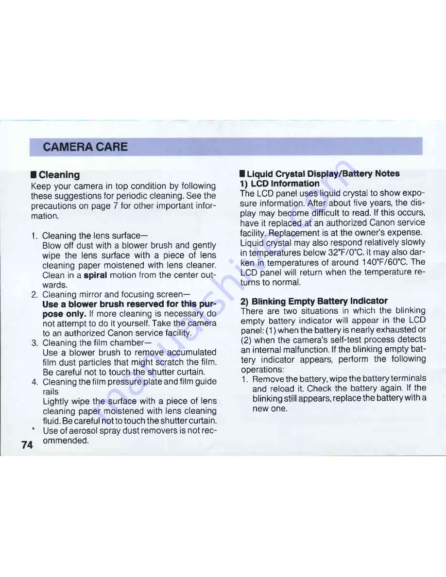 Canon EOS 5 Instructions Manual Download Page 74