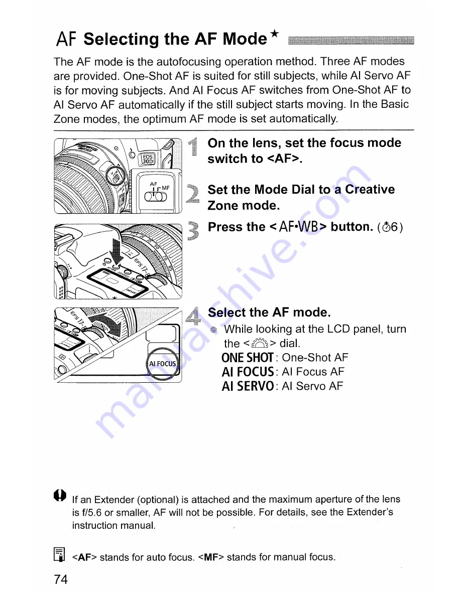 Canon EOS EOS 30D Instruction Manual Download Page 74