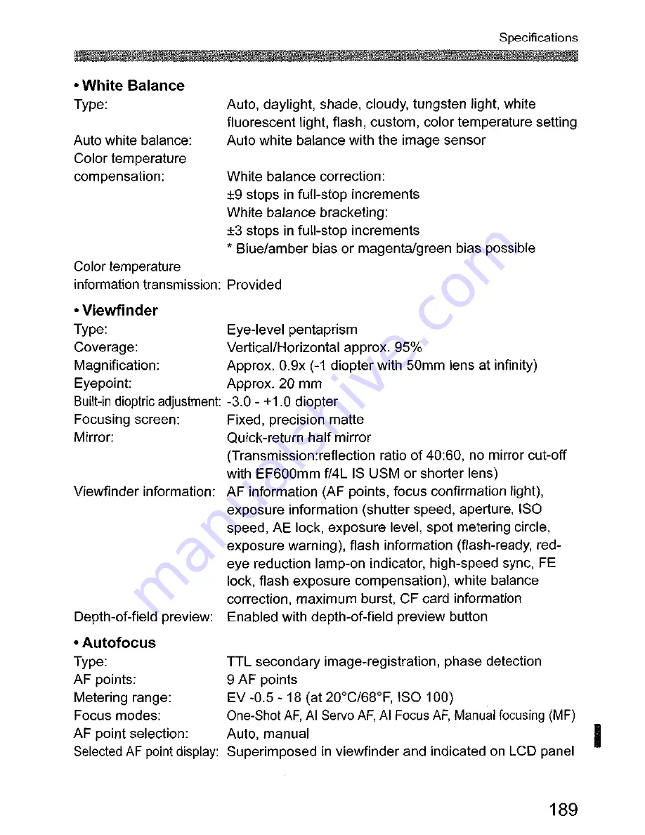 Canon EOS EOS 30D Instruction Manual Download Page 189