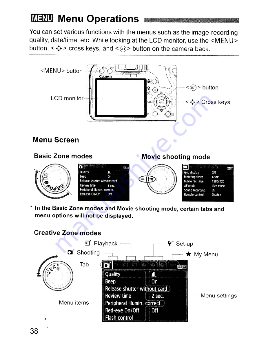 Canon EOS REBEL T1 i/EOS 500D Instruction Manual Download Page 38