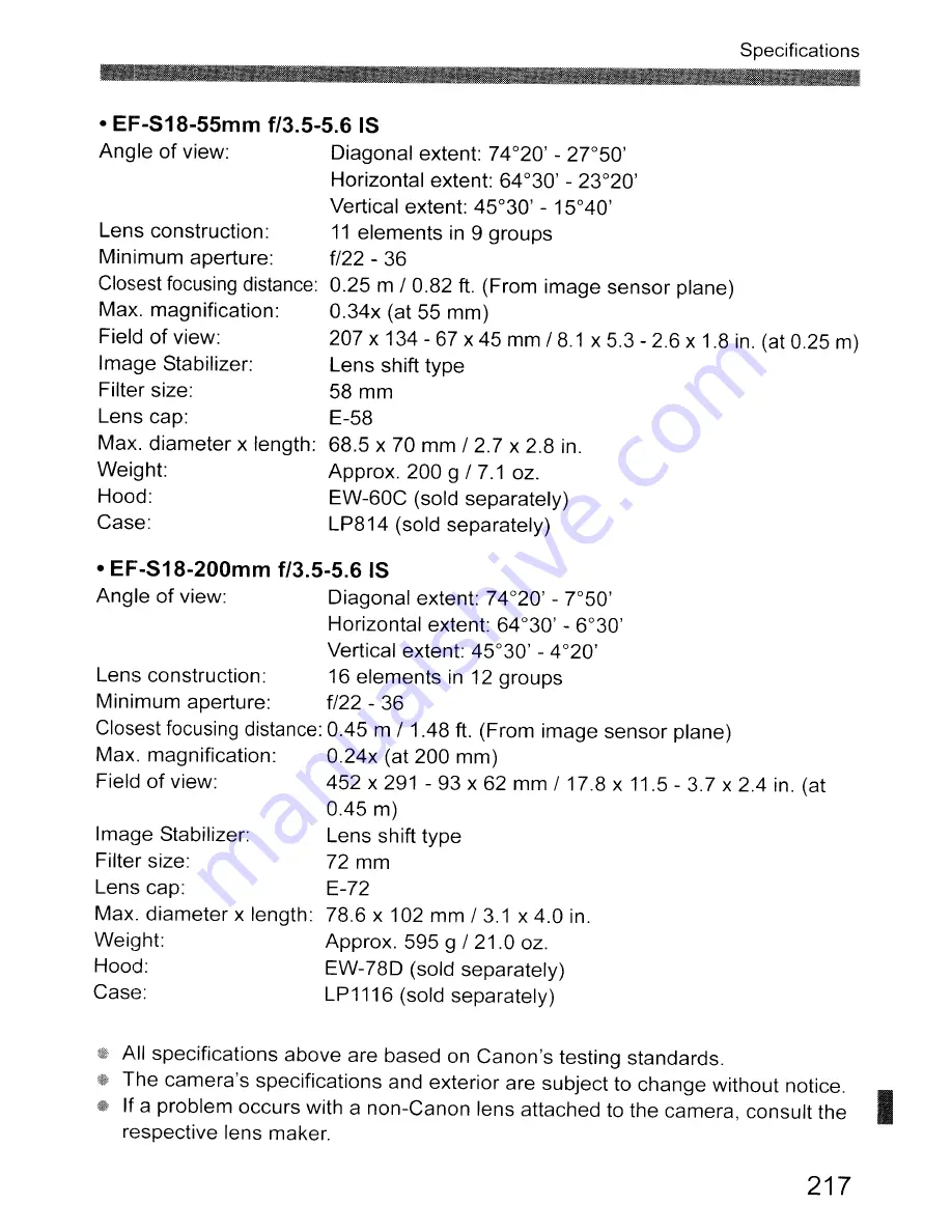 Canon EOS REBEL T1 i/EOS 500D Instruction Manual Download Page 217