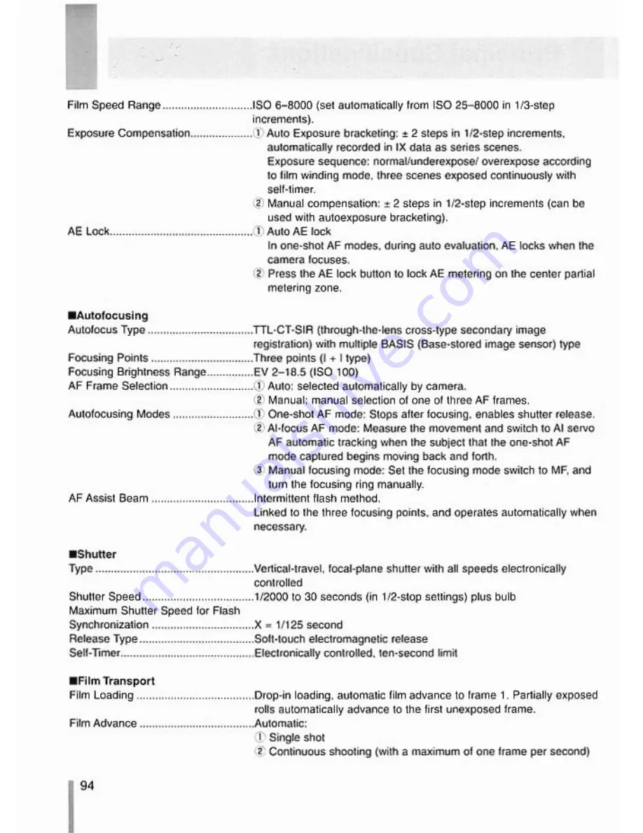 Canon EOSIX Lite Instruction Manual Download Page 94