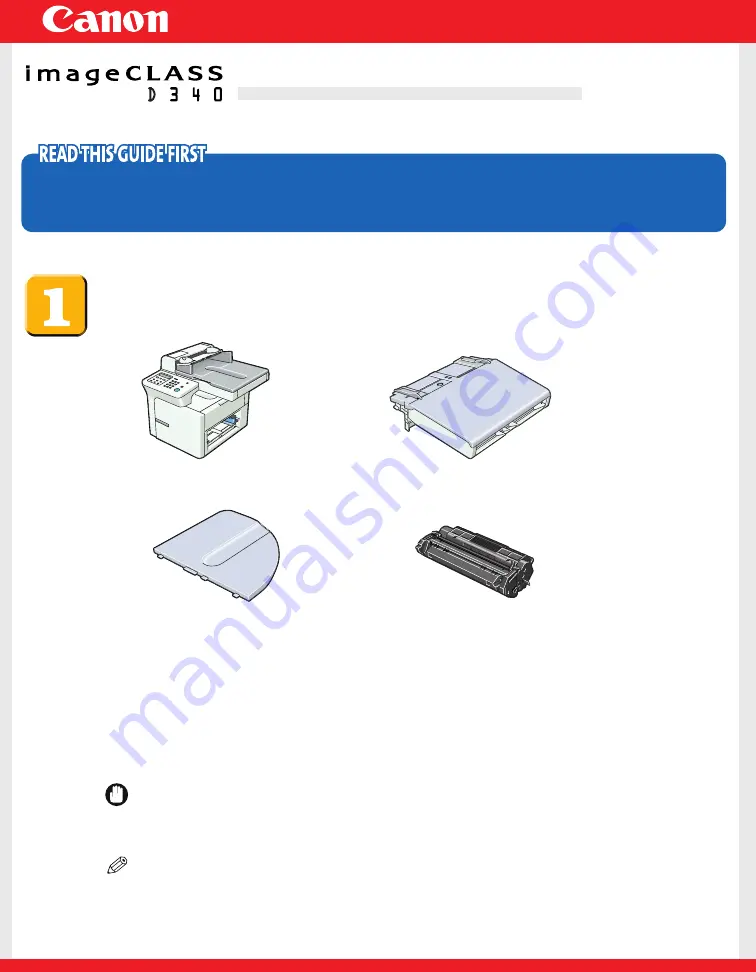 Canon imageCLASS D340 Setup Sheet Download Page 1