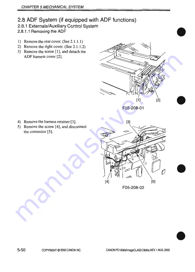 Canon imageCLASS D600s Service Manual Download Page 252