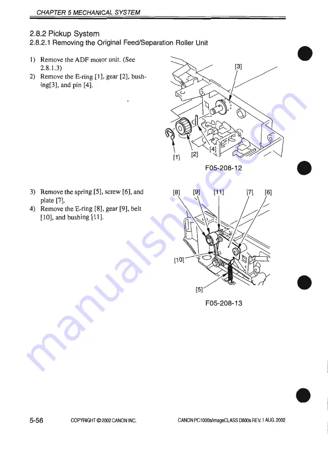 Canon imageCLASS D600s Service Manual Download Page 258