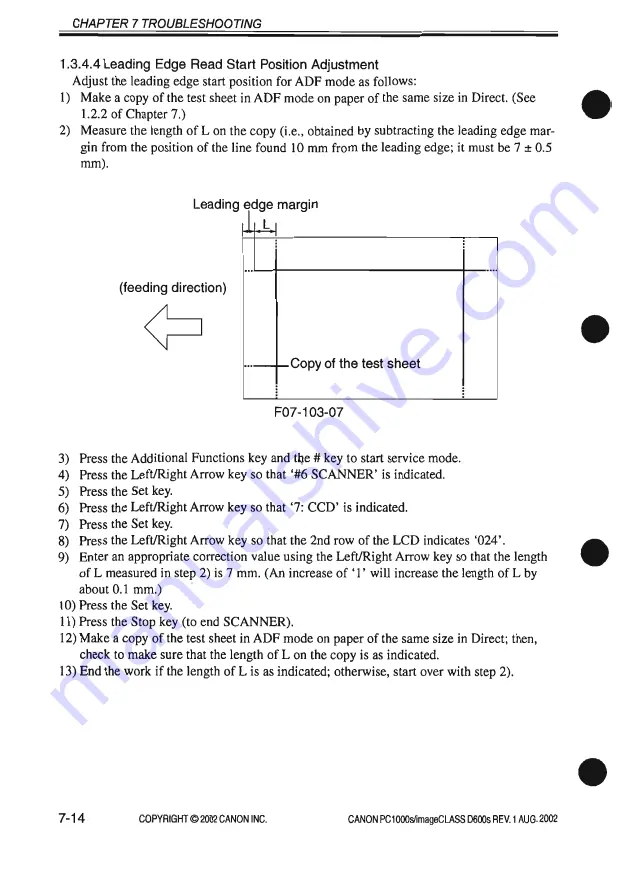 Canon imageCLASS D600s Service Manual Download Page 296