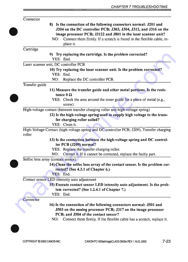 Canon imageCLASS D600s Service Manual Download Page 305