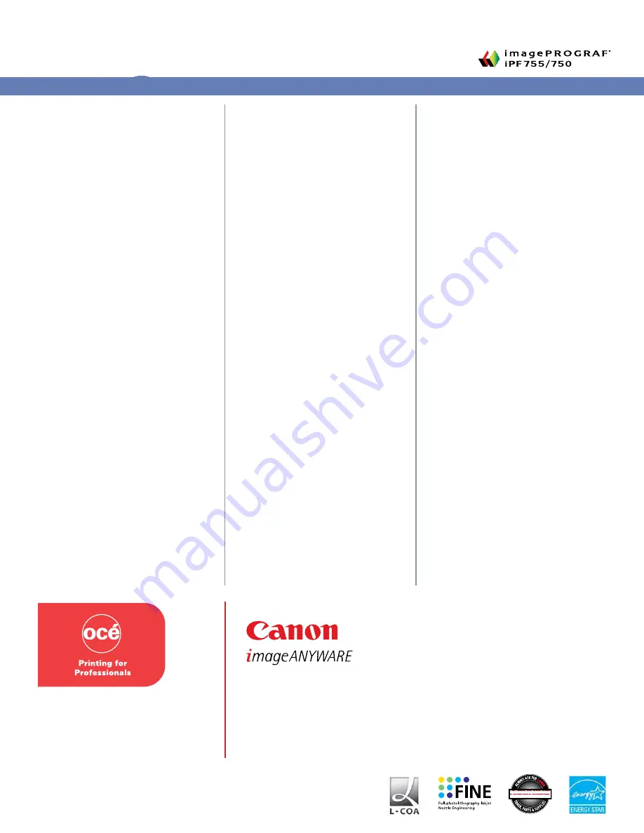 Canon imagePROGRAF iPF 755 Specifications Download Page 2