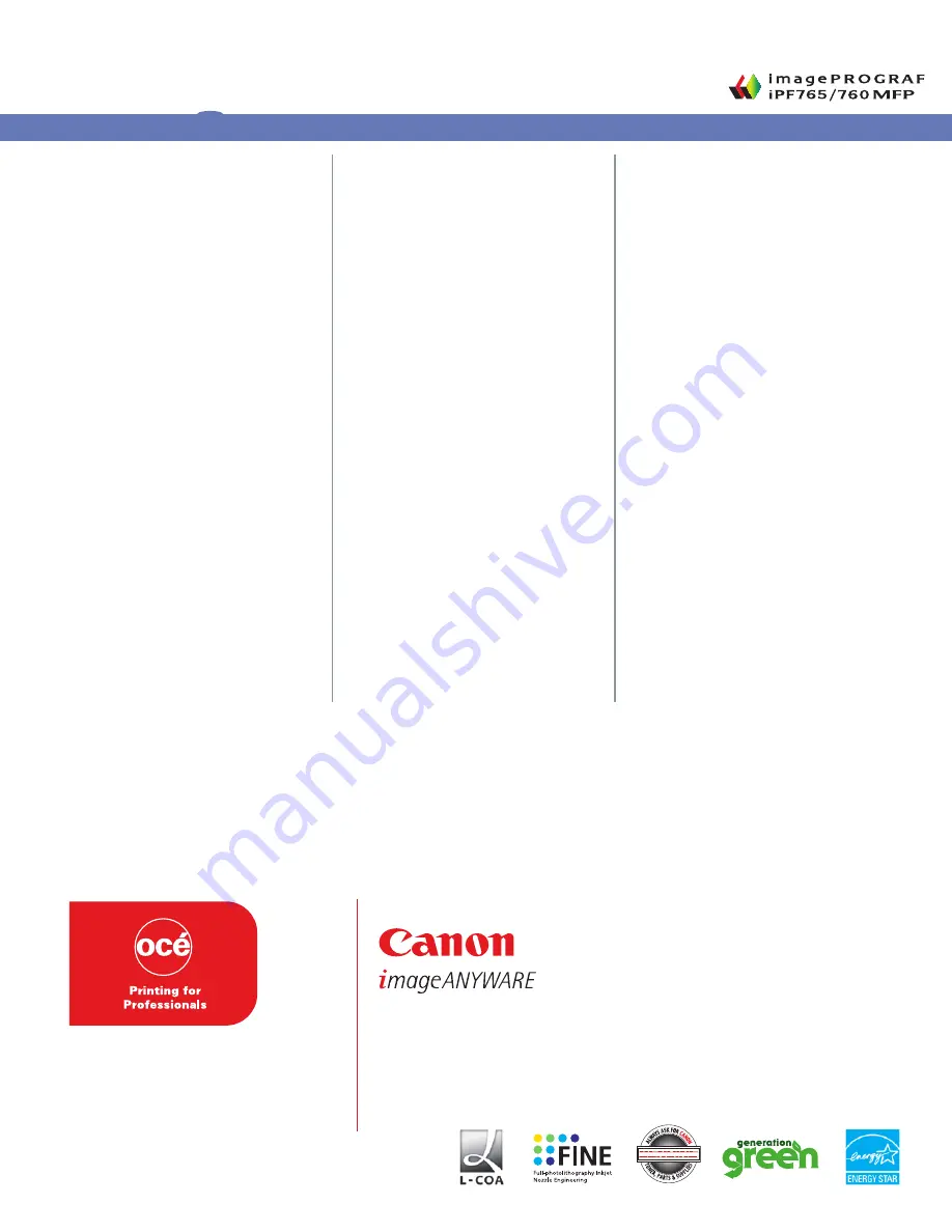 Canon imagePROGRAF iPF760 Specifications Download Page 4