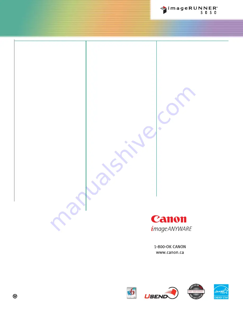 Canon ImageRunner 5050 Specifications Download Page 12