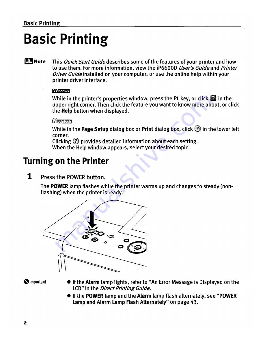 Canon iP6600D - PIXMA Color Inkjet Printer Quick Start Manual Download Page 6