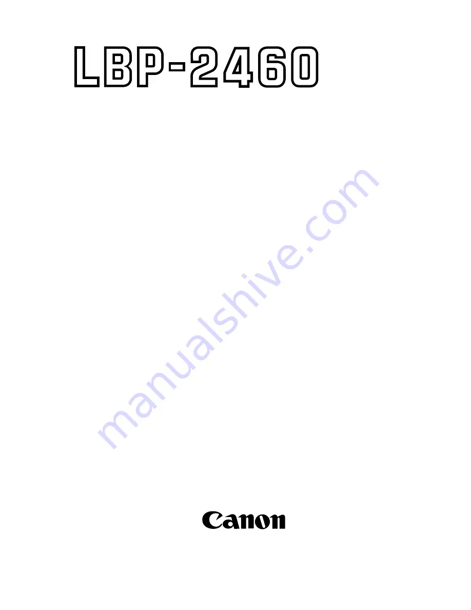 Canon LBP 2460 - B/W Laser Printer Скачать руководство пользователя страница 1