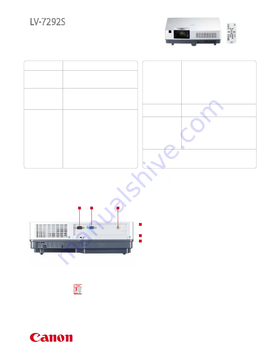 Canon LV-729 Specification Download Page 2