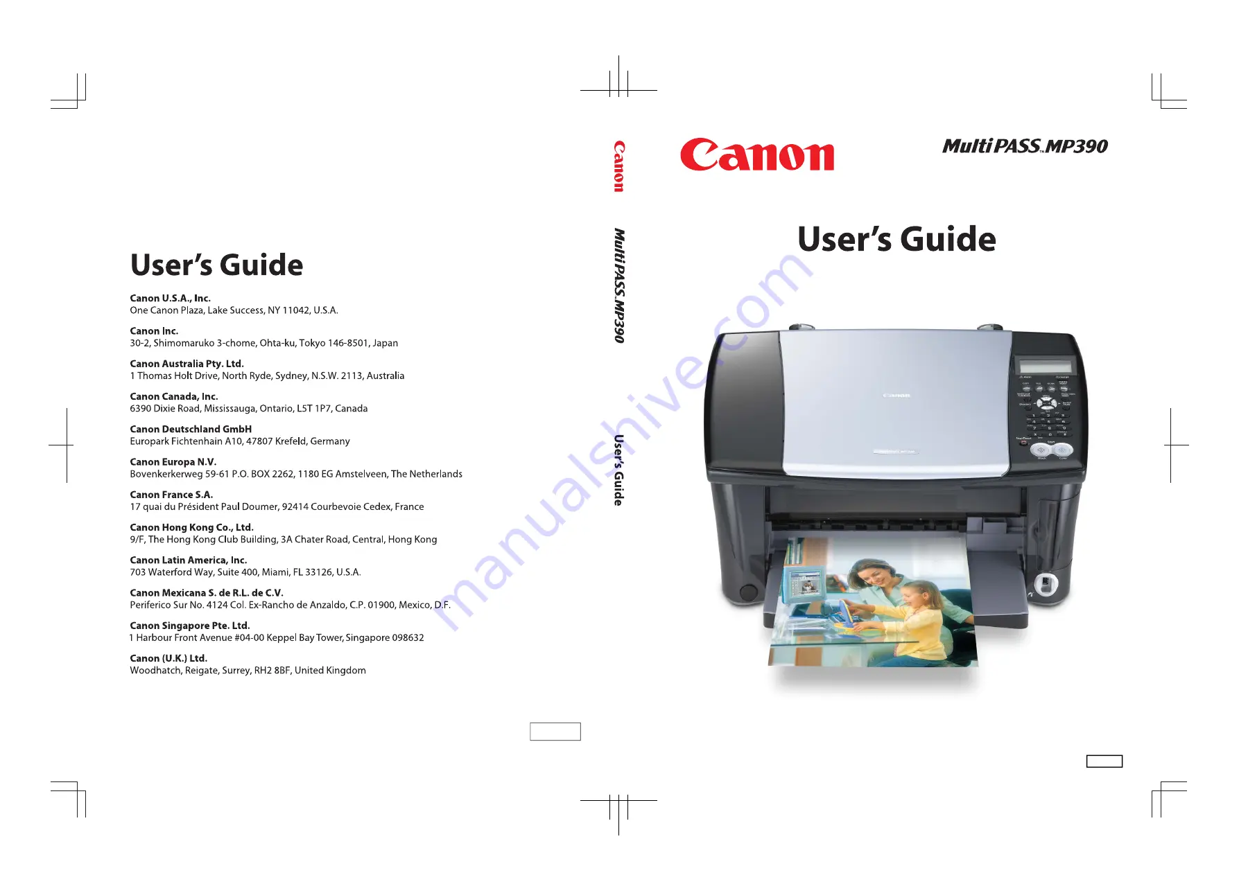 Canon MultiPASS MP390 Скачать руководство пользователя страница 1