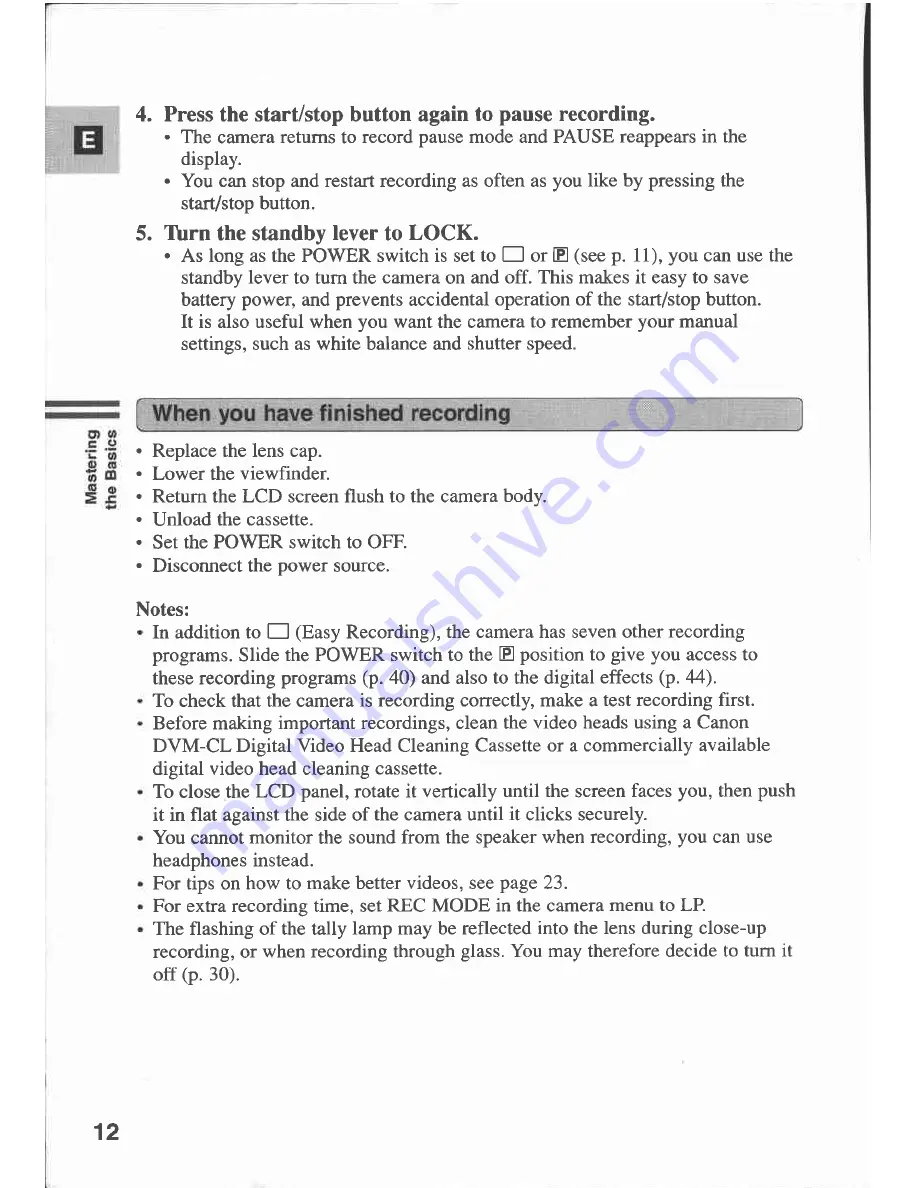 Canon MV 200 Instruction Manual Download Page 12