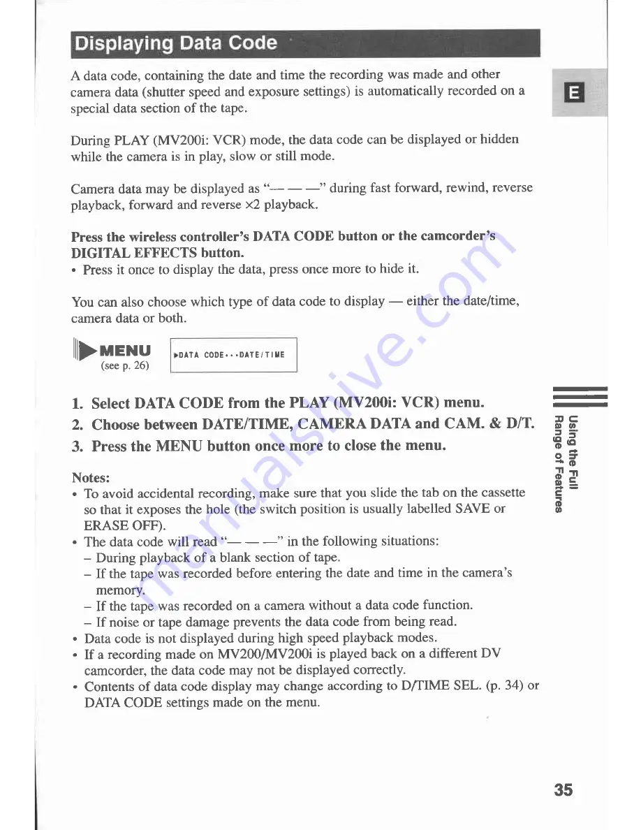 Canon MV 200 Instruction Manual Download Page 35