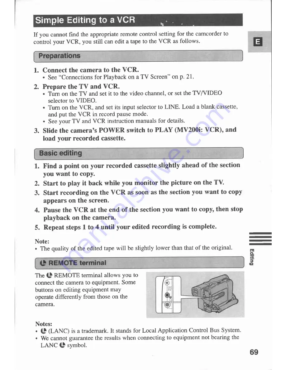 Canon MV 200 Instruction Manual Download Page 69