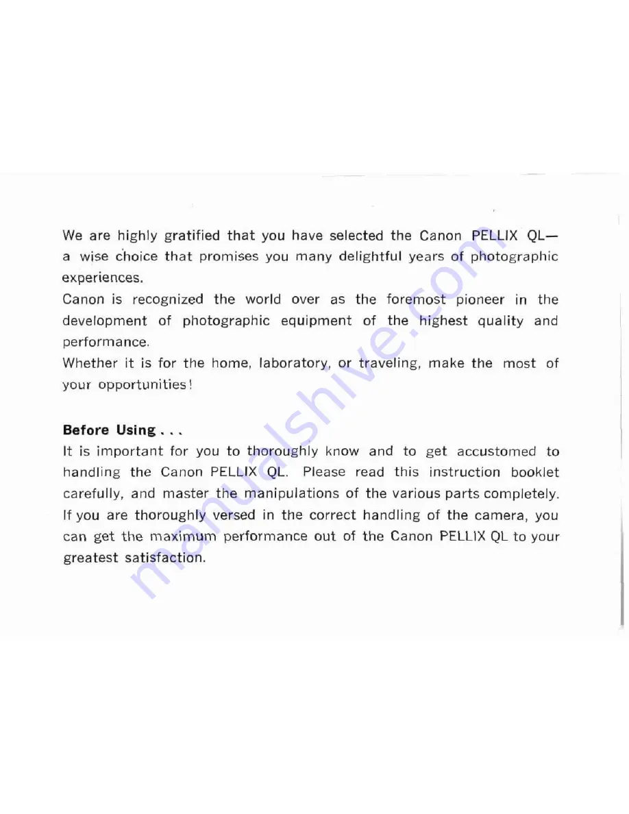 Canon PELLIX QL Instructions Manual Download Page 2